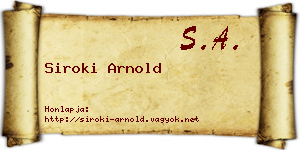 Siroki Arnold névjegykártya